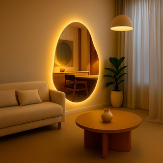 Espelho Orgânico 90x70cm C/LED QUENTE FONTE Sem Moldura Nao Distorce em Oferta na Shopee