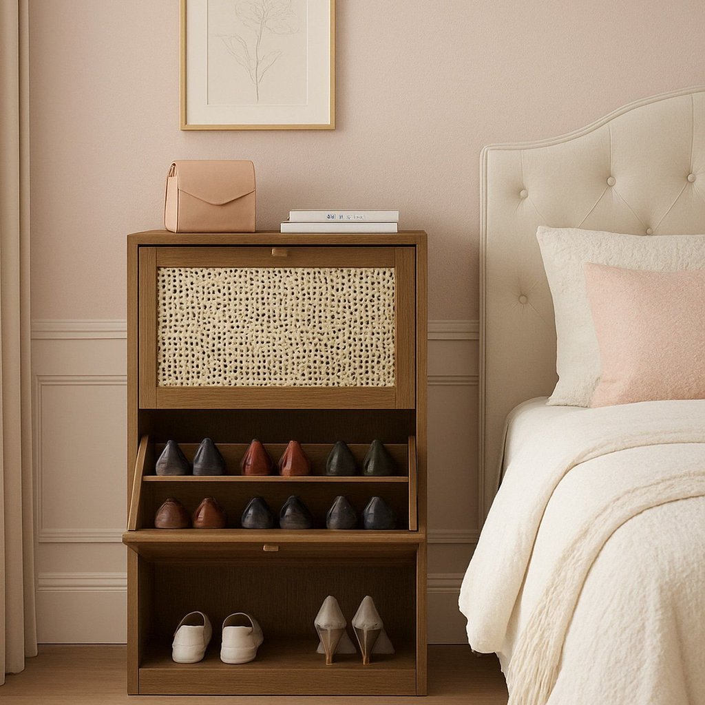 Sapateira para Quarto Basculante 2 Portas 1 Nicho Tropical Carvalho em Oferta na Shopee