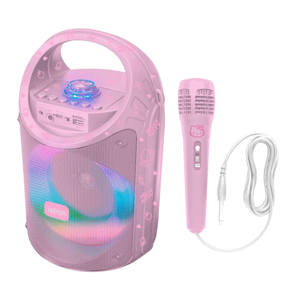 Caixa de Som Hello Kitty com Microfone Led Multimídia 60W Letron Leonora - 94508