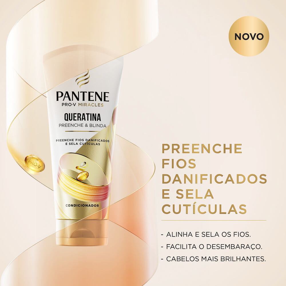Detalhes do Condicionador Pantene Pro-V Miracles Queratina Preenche e Blinda 150ml