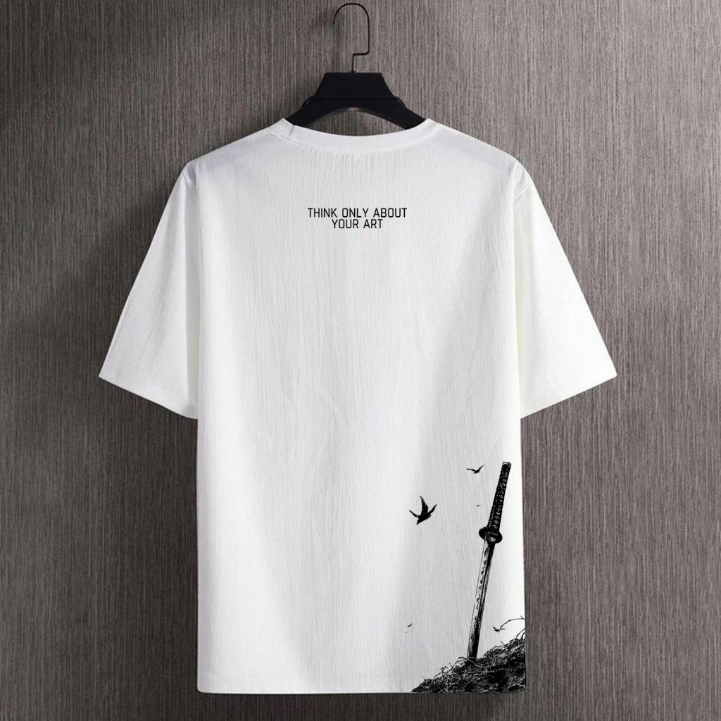Camisa camiseta básica streetwear "Think oly about your art - vagaboud" Manga Vagabond Reflexão 100% Algodão