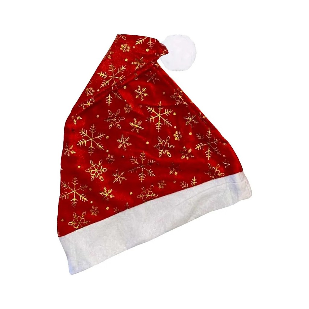 Gorro de Papai Noel Estampa Dourada NTG1002 - Wincy