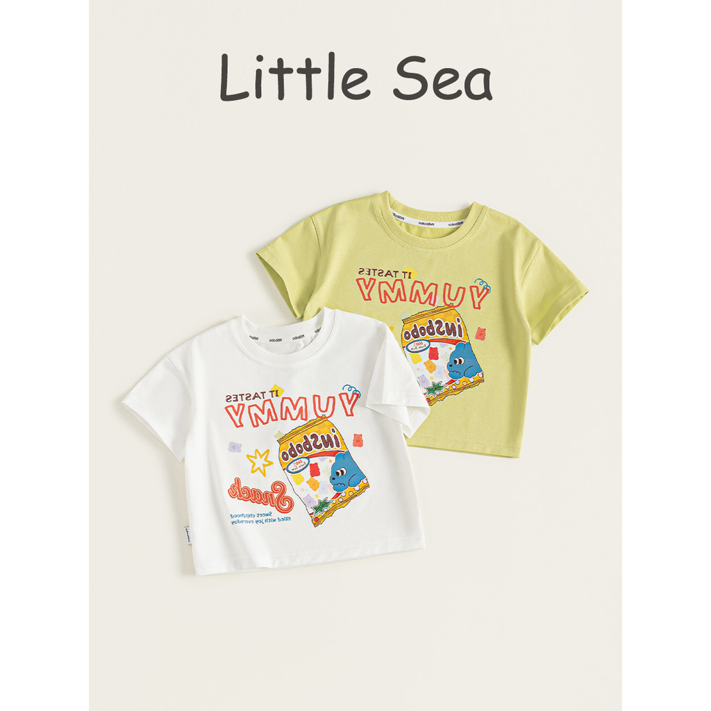 Verão bonito dos desenhos animados impresso meninos meia manga camiseta meninas solto estilo fino All-Match bebê criança