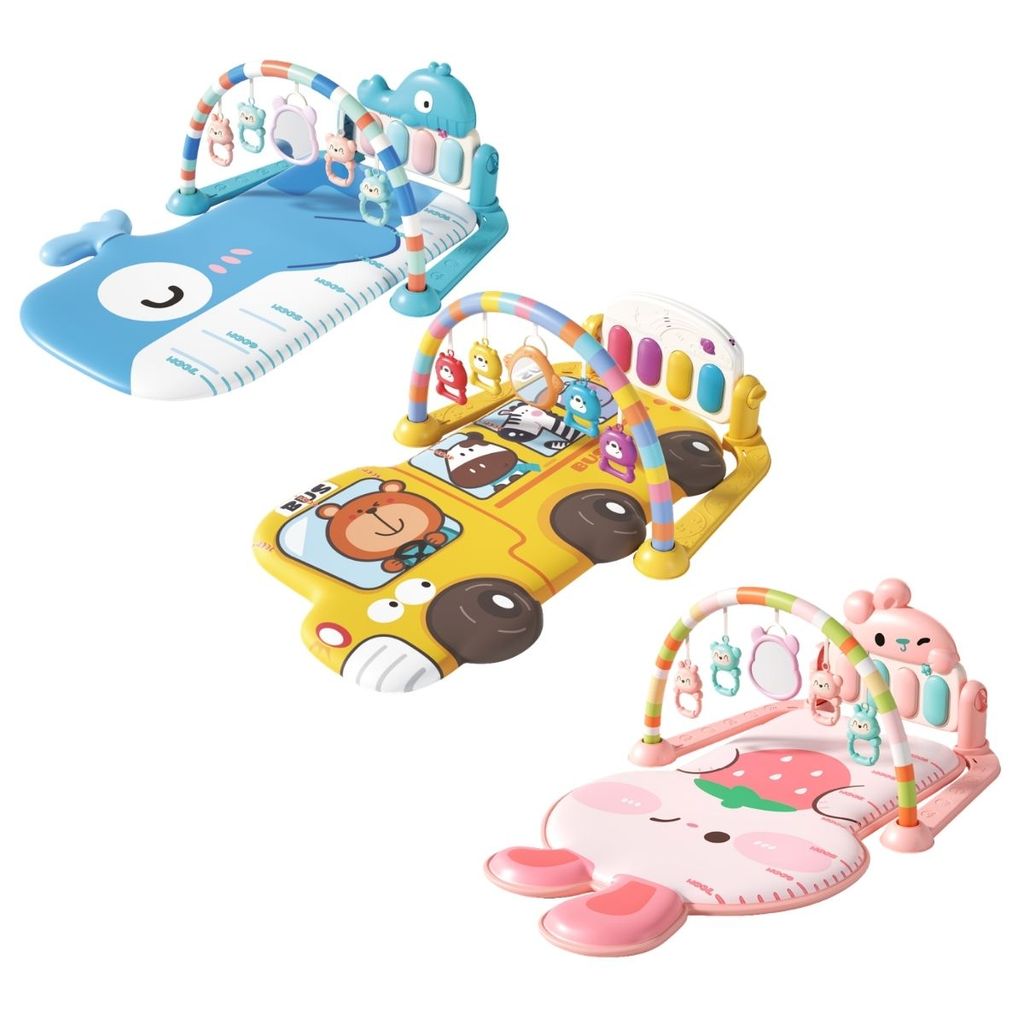 Tapete De Atividades Bebê 3D Piano Musical Arco 5 Brinquedos Removível Maxi Baby