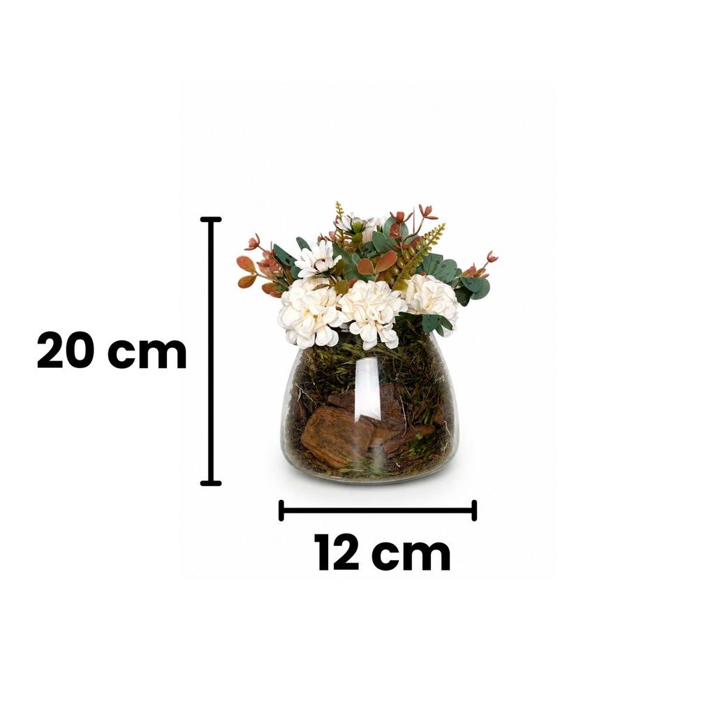 Arranjo Vaso Incolor Crisântemo Artificial Buquê Decoração · foto 2