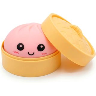 Squishies de Bolinho Rosa com Caixa, Bolas Anti-stress Squishies de Bolinho, Brinquedo Sensorial Fidget, Bao Bun com Vap