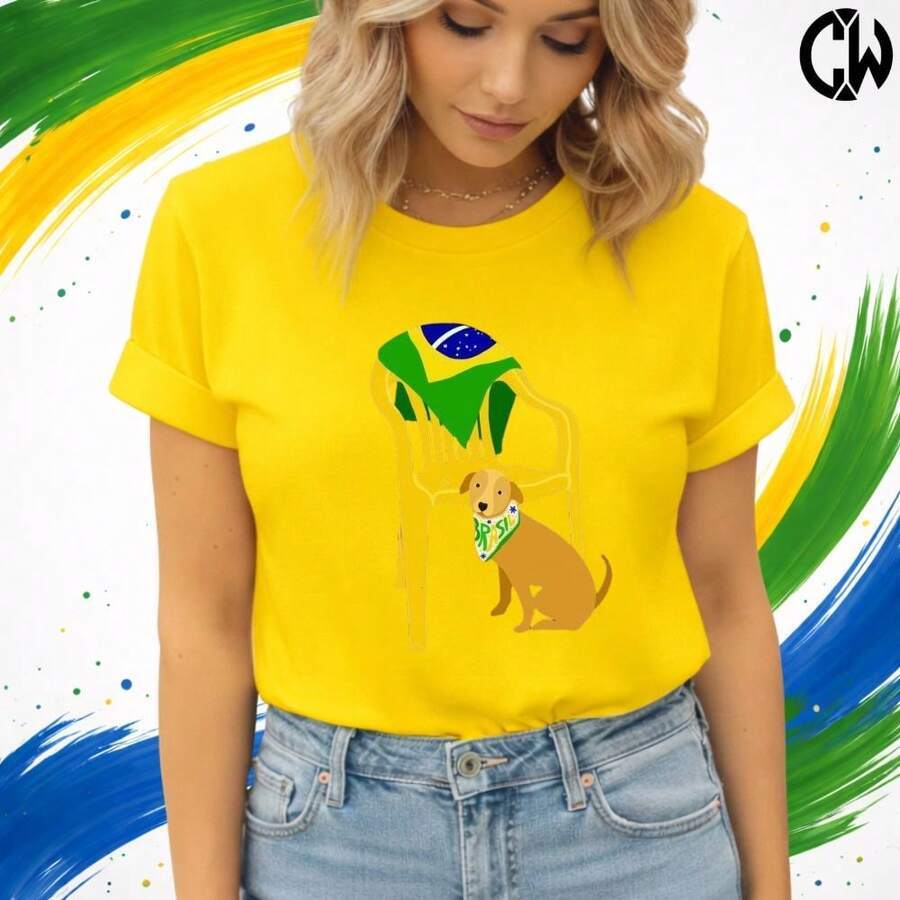 Camiseta Camisa Brasil Caramelo Copa do Mundo Futebol  Lançamento 100% algodão