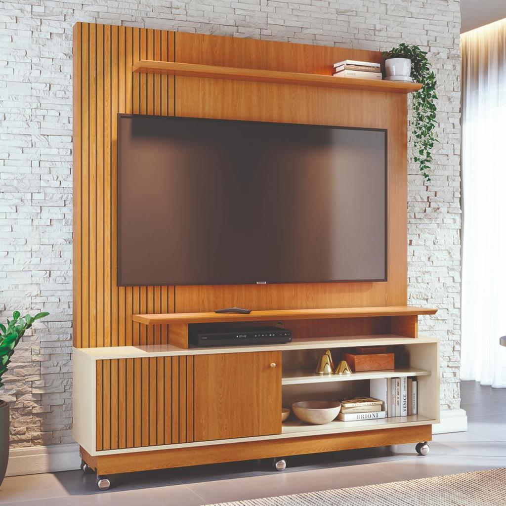 Home Theater 160cm TV Até 65 com Rodízios Ares Madetec