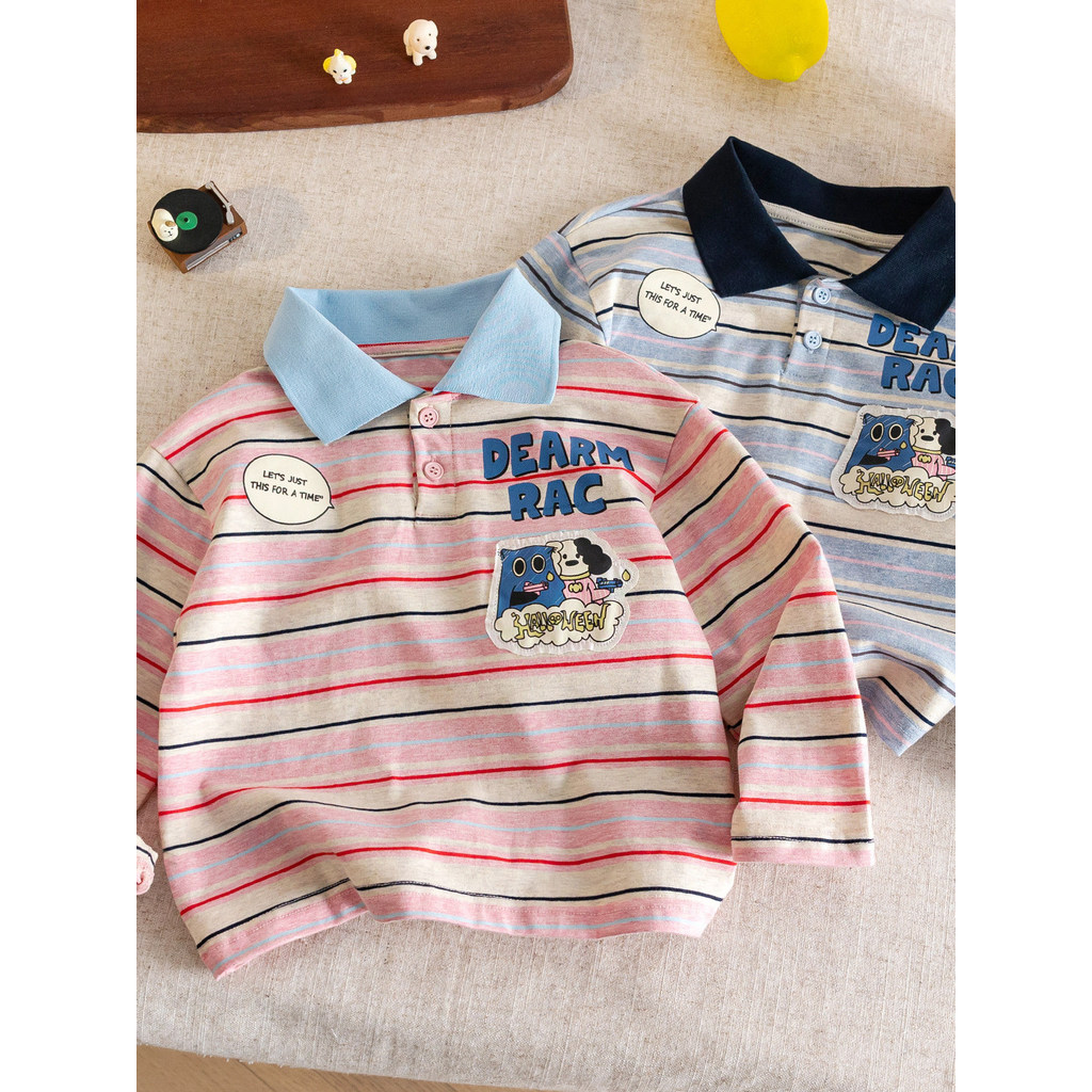 Crianças de manga comprida camiseta meninos primavera camisas polo meninos meninas primavera topos bebê primavera estilo
