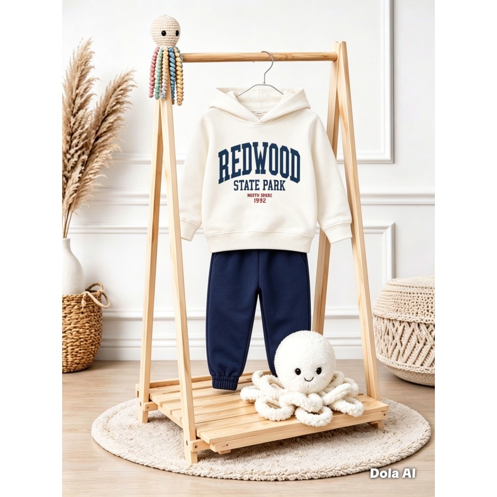 Conjunto Moletom Infantil Unissex Redwood Look Infantil - Tamanho 4 - Peluciado Confortável