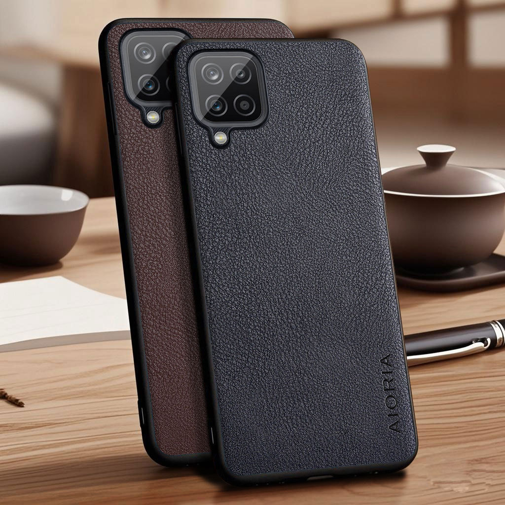 Capa Para Samsung Galaxy A12 A72 A22 A32 A42 A52 4G 5G Vegan Falso Lichia Seixo De Couro funda A12 Caso