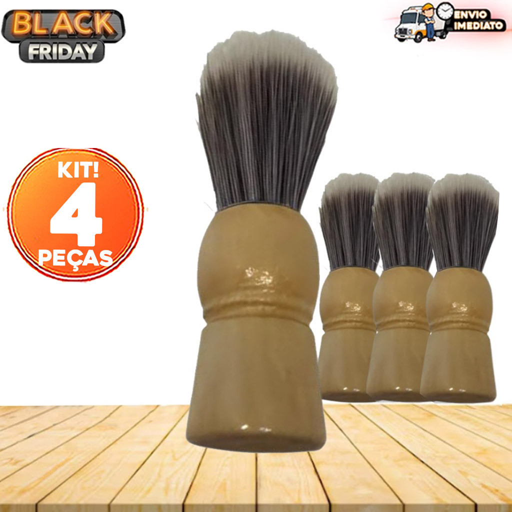 Kit 4 Pincéis de Barbear Profissional – Aplicador de Espuma Lavável e Macio para Uso Doméstico ou Profissional