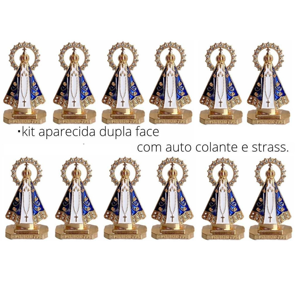Mini Nossa Senhora Aparecida – Imagem Religiosa Decorativa Azul e Dourada para Casa, Igreja e Lembrancinhas