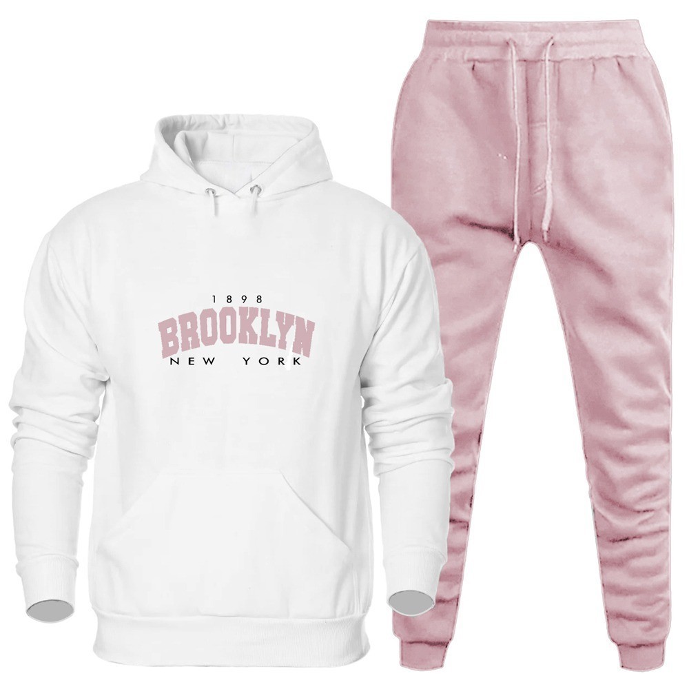 Conjunto de Moletom Canguru Flanelado Com Calça Confortavel Estampa Brooklyn New York Dias Frios unisex entrega imediata