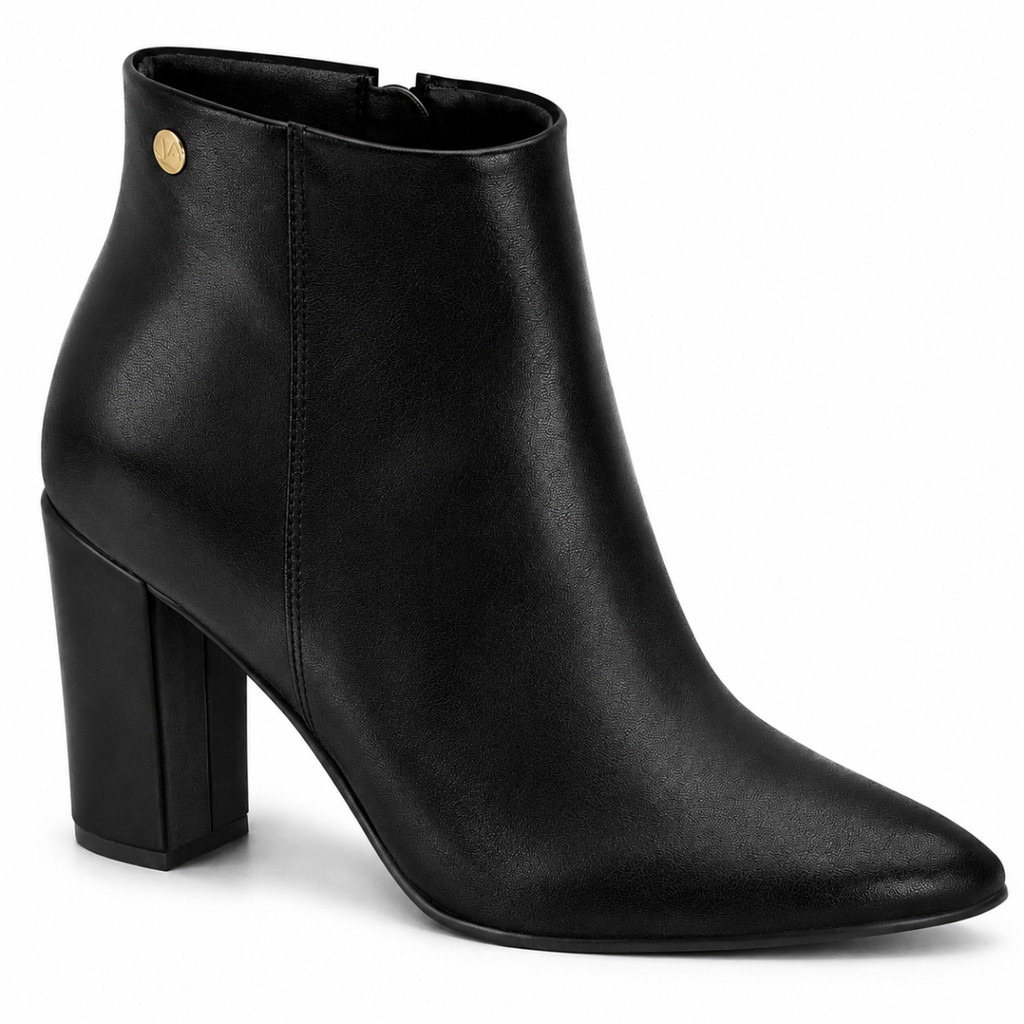 Bota Feminina Vizzano Salto Bloco Bico Fino Cano Curto Confortável