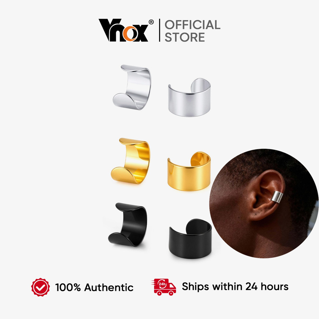 Vnox U Shape Ear Cuff Aço Inoxidável Prata Ouro Preto Sem Furo Clipe De Orelha Unissex Ornamento Empilhável