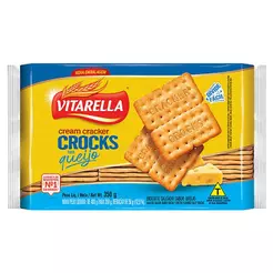 Biscoito Cream Cracker Crocks Sabor Queijo Vitarella 350g