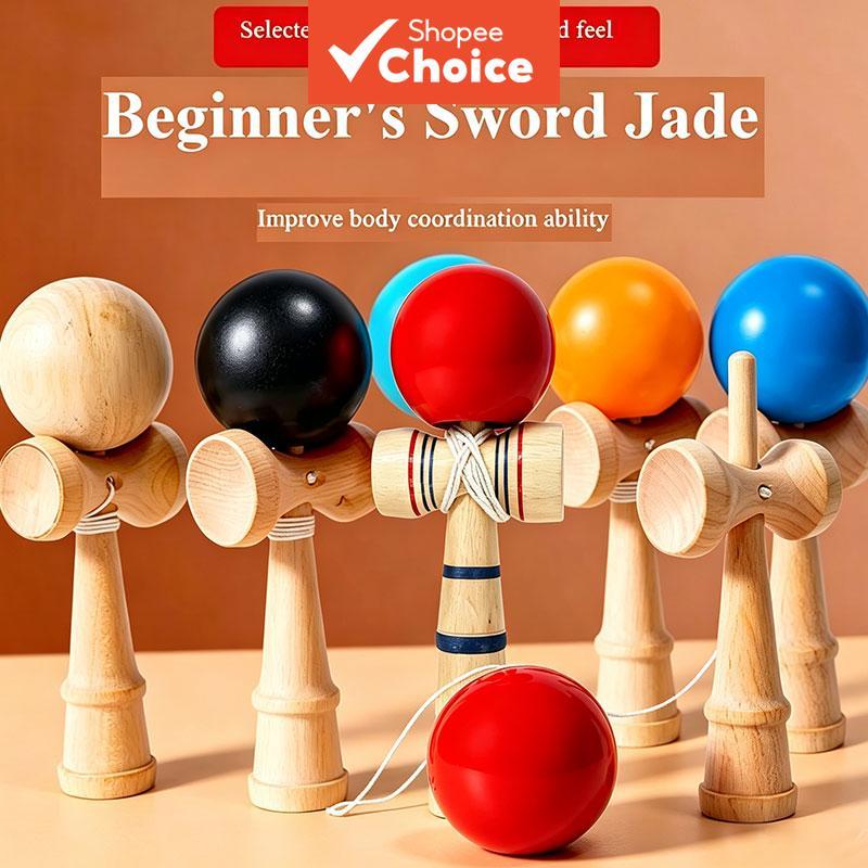 Brinquedo Kendama de Madeira Jogo de Habilidade Bola Coordenação Mão-Olho Atividade Divertida Pintada Presente