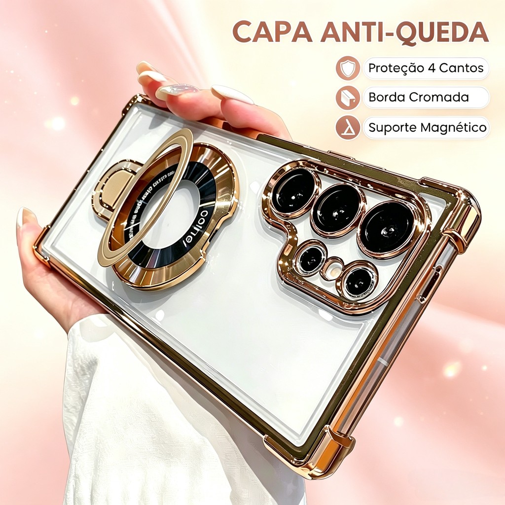 Para Samsung Galaxy A17 A55 A56 A73 A71 A70 A57 A37 A54 A53 A52 A26 Luxo Chapeamento Magnético Resistente Ao Choque Caso