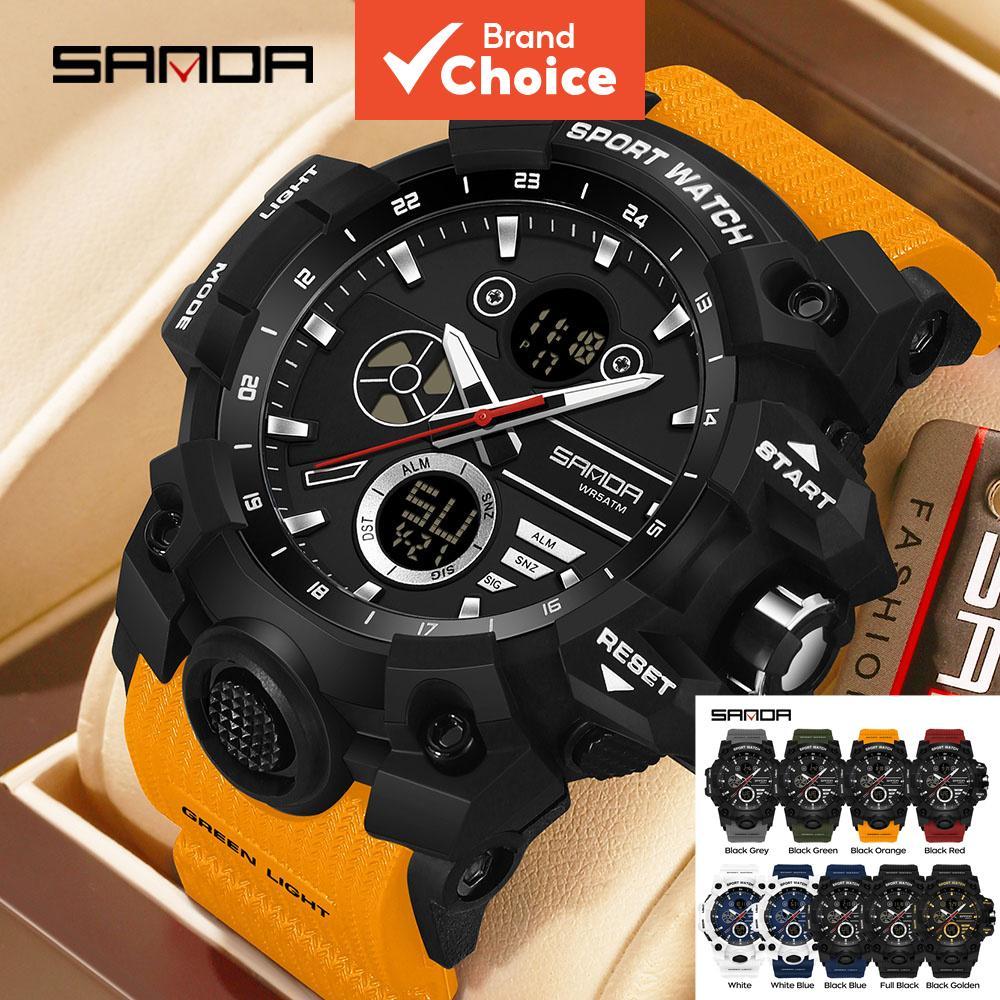 SANDA Original Esporte Masculino Relógio De Quartzo Digital Led À Prova Dwaterpr