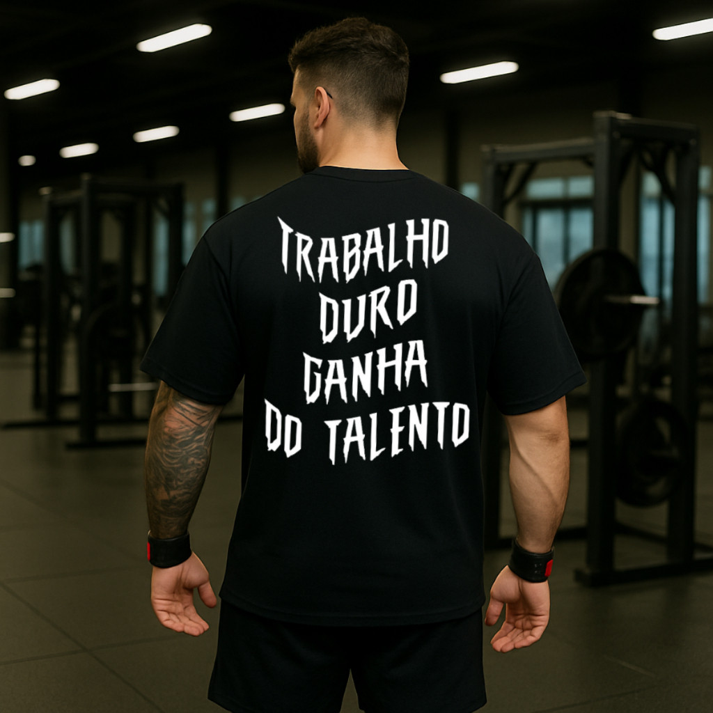 Camiseta Oversized Tamanho P-G3 Streetwear Trabalho Duro Academia Envio Rapido