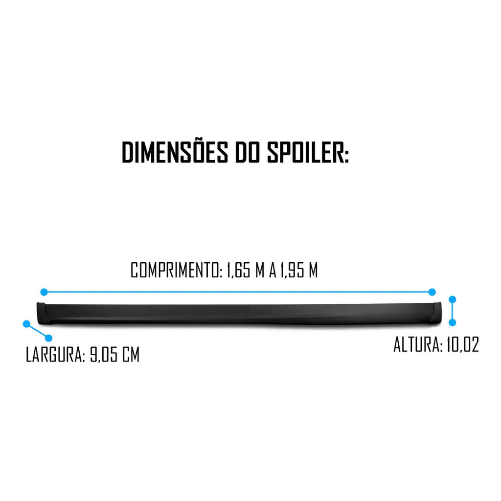Spoiler Lateral Universal Avangard TG Poli Aplicável de 1,65 metros a 1,95 metros - Preto — imagem 2 de 2