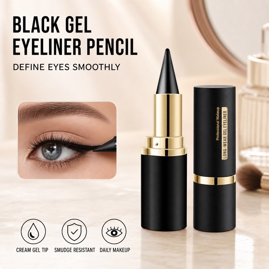 Lápis Delineador Em Gel Preto À Prova D'água De Manchas Creme De Longa Duração Multifuncional Olho Lábio Rosto De Maquia