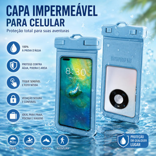 Capa Bolsa Prova Dágua Toque sensível Impermeável Celular Universal