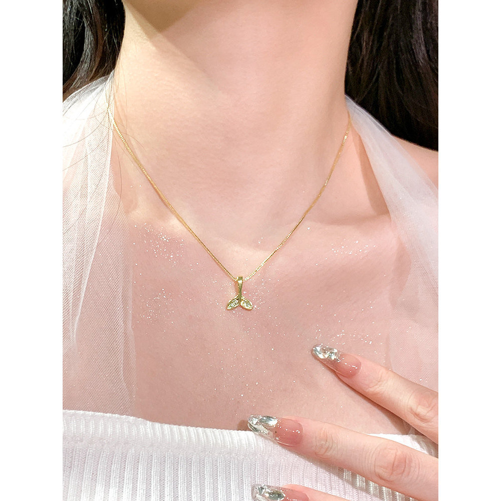 Flutuante ouro ~ rabo de peixe pingente colar luz luxo nicho clavícula corrente colar acessórios meninas colar jóias
