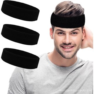 Faixas de Cabeça Esportivas para Homens e Mulheres - Pacote com 3 Faixas de Algodão Absorventes de Suor para Tênis, Basq
