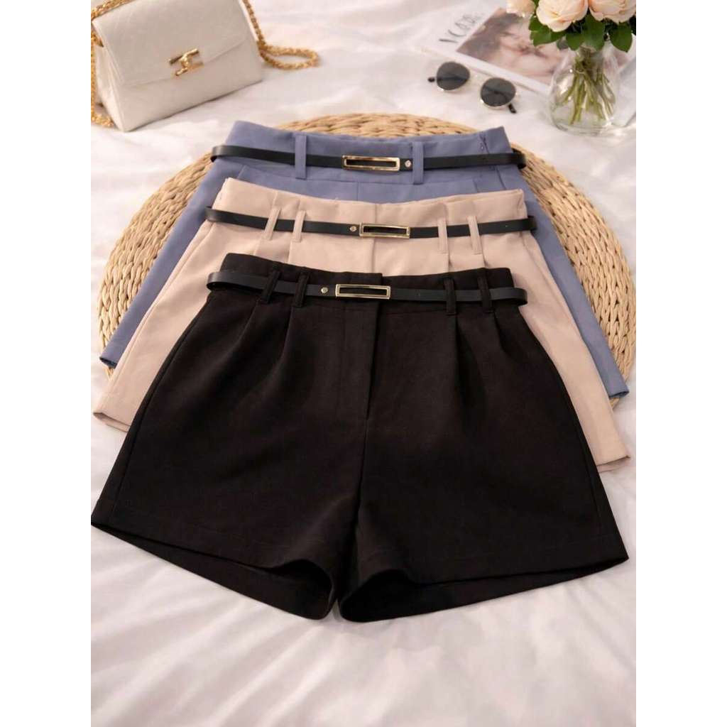 Kit 3 Short Feminino Plus Size Alfaiataria Com Cinto