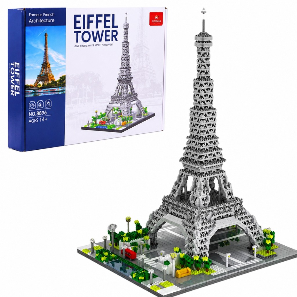 Bloco De Montar Torre Eiffel Franca 3420 Peças Castela Micro Bloco Arquitetura Maquete 3D Colecao Hobby Presente Adulto