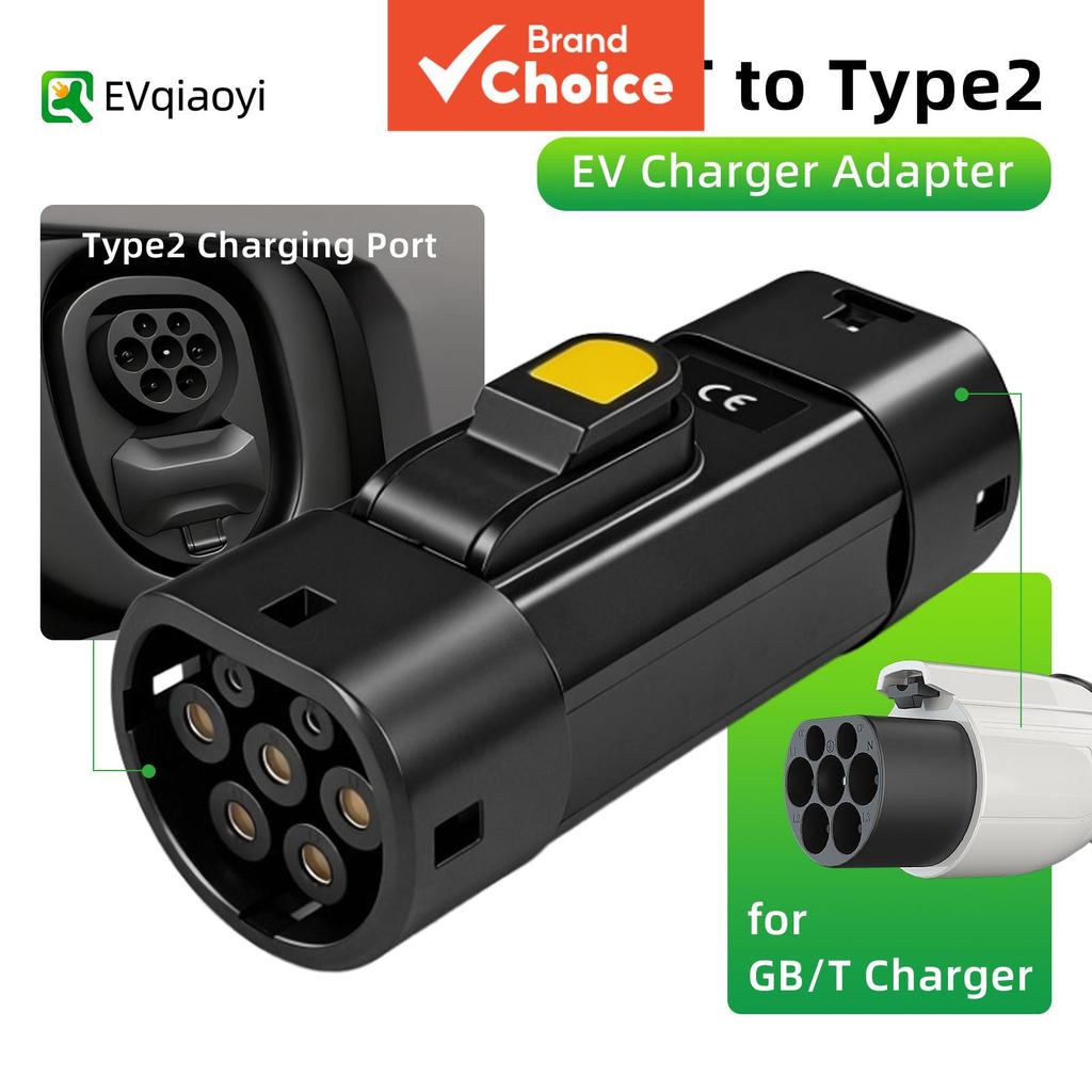 Adaptador EV GB/T para Tipo 2 32A 22kW, conector de pilha de carregamento GB/T para veículos elétricos Tipo 2