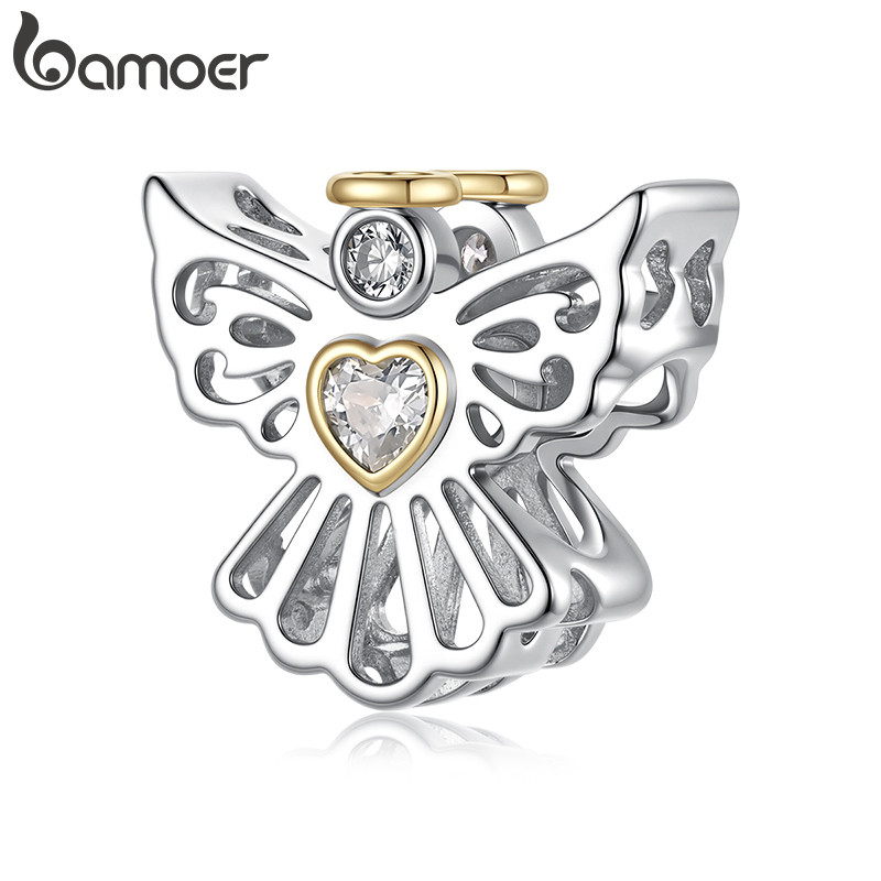 Bamoer Encantos Grânulo Anjo Da Guarda Acessórios Pulseira DIY Para Presente Feminino