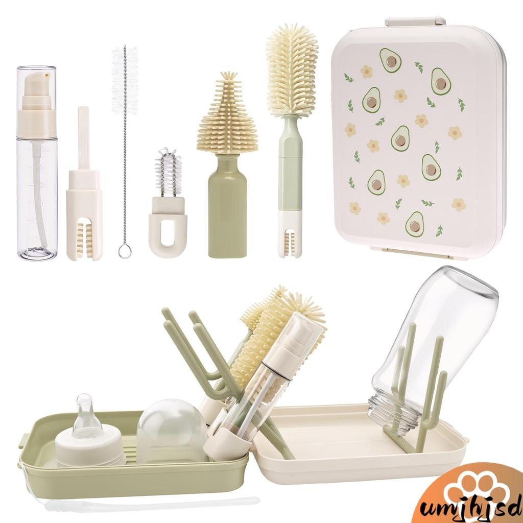 Kit De Limpeza De Garrafa De Bebê De Viagem Portátil Rack De Secagem Infantil Essencial Para Saco De Fraldas SHOPSKC5395