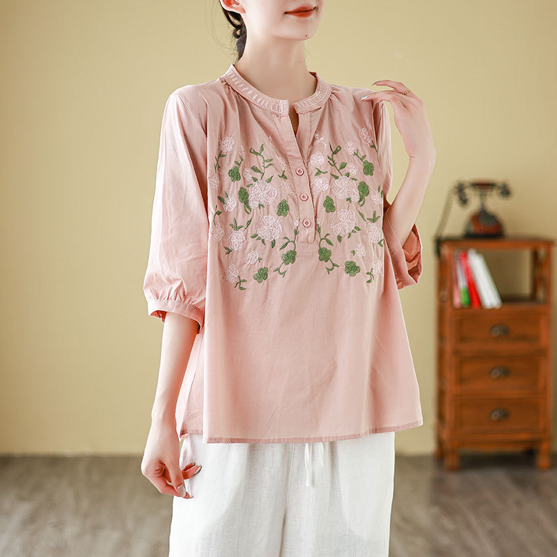 Olhos grandes [Roupas femininas estilo Yamamoto] Camisa de manga curta-3 cores verão solto Plus Size roupas femininas li