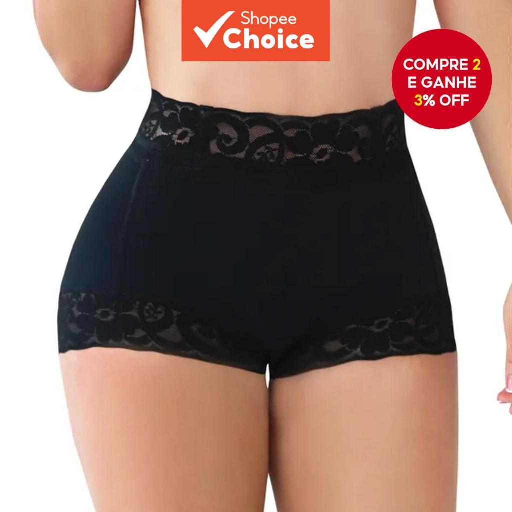 Calcinha modeladora de cintura alta com renda sem marcas, modeladora de barriga e controle corporal