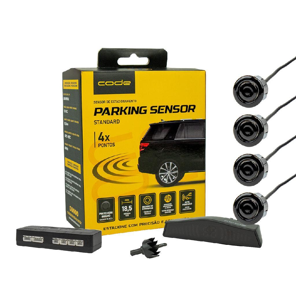 Imagem Sensor Ré Estacionamento Visor Led Tech One Preto 4 Pontas