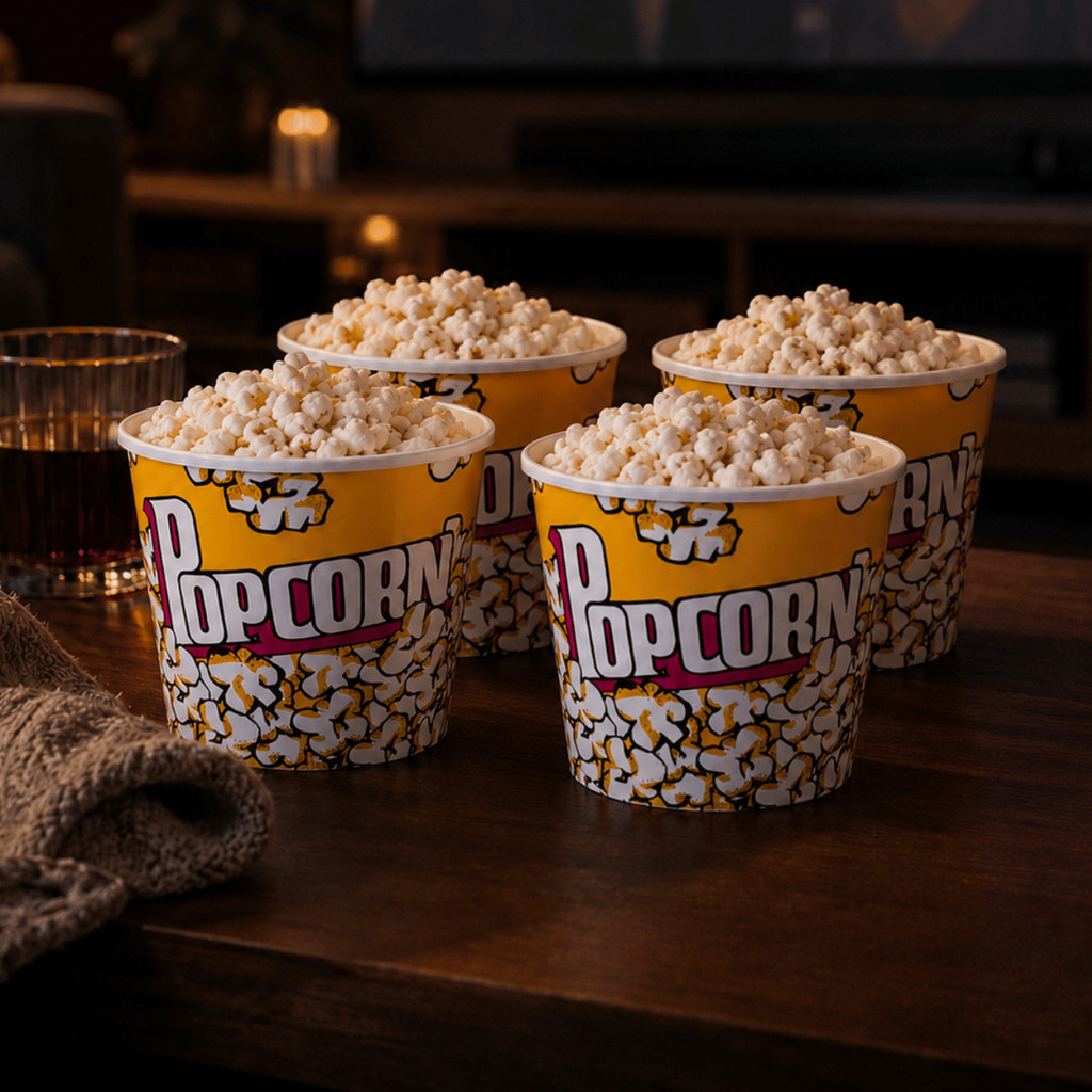 Kit 4 Baldes Pipoca Pote Grande Resistente Plástico 1,4 LITROS Cinema Filme PopCorn