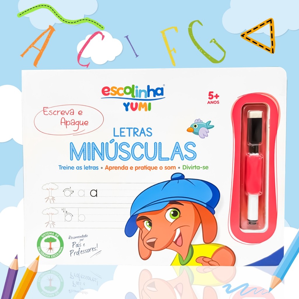 Livro De Caligrafia Infantil Caneta Apagável Letras Minúsculas + De 40 Atividade