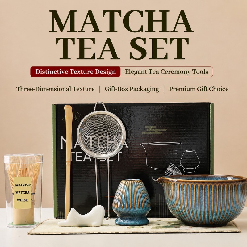 Conjunto De Chá Matcha Japonês , 5/7 Peças , Kit De Cerâmica Com Tigela , Batedor De Bambu , Copo Bico , Caixa De Presen