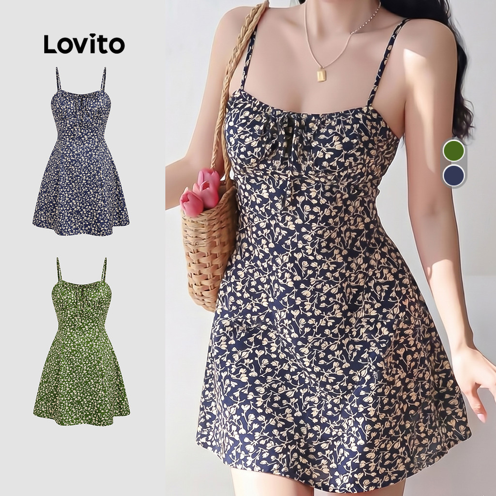Lovito Vestido Boho com Zíper e Renda Vestido de Primavera/verão para Mulheres B