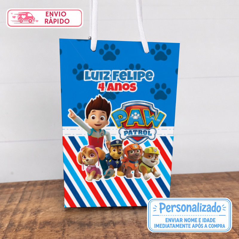 Sacolinha Personalizada Patrulha Canina Lembrancinhas Festa Aniversário Infantil