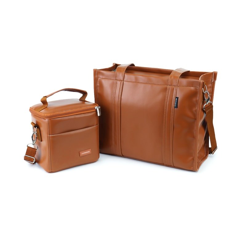 Kit Bolsa Tote Midi com Alça + Térmica Move Mini Caramelo