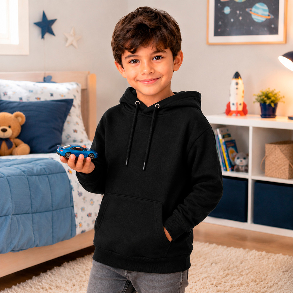 Moletom Infantil Unissex Liso Basico Estiloso Casaco Flanelado Blusa De Frio Canguru Algodão Premium