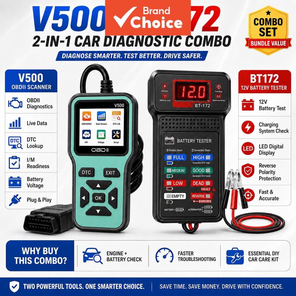 V500 OBD2 Scanner BT172 12V Kit Testador De Bateria Leitor De Código De Motor Analisador De Diagnóstico De Dados Ao Vivo