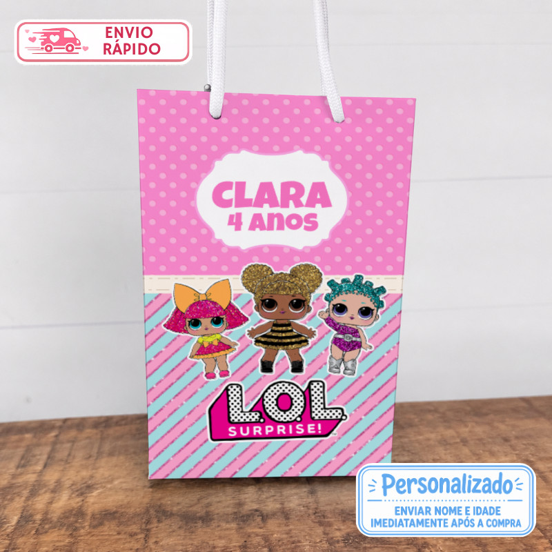 Sacolinha Personalizada Lol Surprise Criança Lembrancinhas Festa Aniversário Infantil