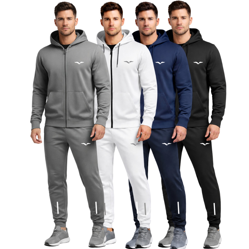 Conjunto Masculino Jaqueta Calça Jogger Esportivo Academia Treino Fitness Inverno Frio Casual Confortável