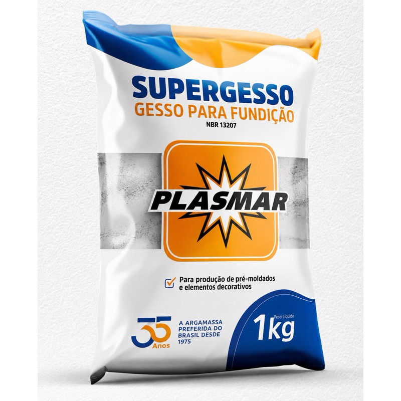 Super Gesso Plasmar 1kg | Gesso Rápido para Reparos, Molduras, Artesanato e Construção Civil, Branco e Resistencia.