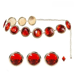 Cinto De Cintura Com Gema Vermelha HOURE , Corrente De Pedra Ajustável Para Cosplay , Feminino Vermelho/Dourado